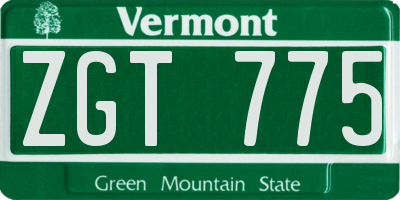 VT license plate ZGT775