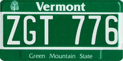 VT license plate ZGT776