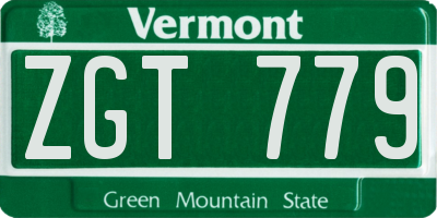VT license plate ZGT779