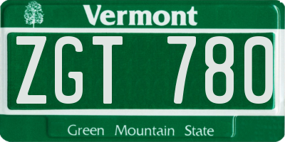 VT license plate ZGT780