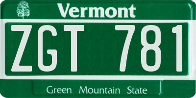 VT license plate ZGT781
