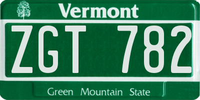 VT license plate ZGT782