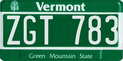 VT license plate ZGT783
