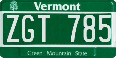 VT license plate ZGT785