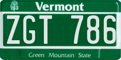 VT license plate ZGT786