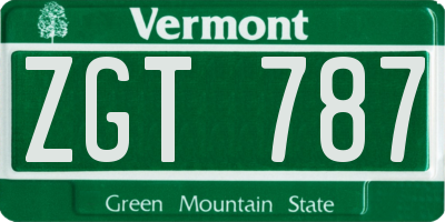 VT license plate ZGT787