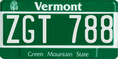 VT license plate ZGT788
