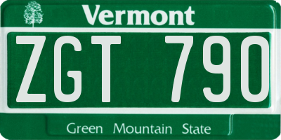 VT license plate ZGT790