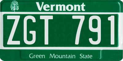 VT license plate ZGT791