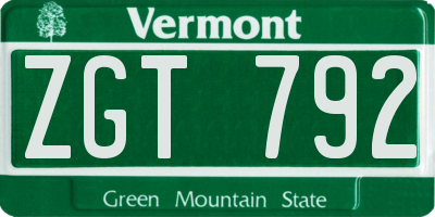 VT license plate ZGT792