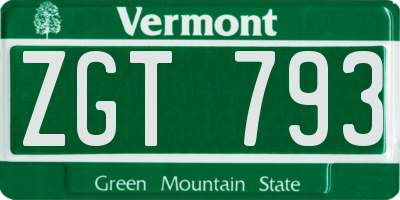VT license plate ZGT793