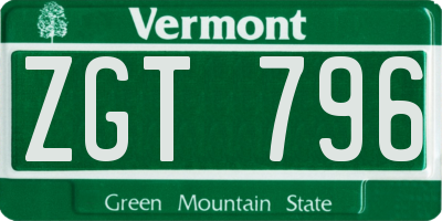 VT license plate ZGT796