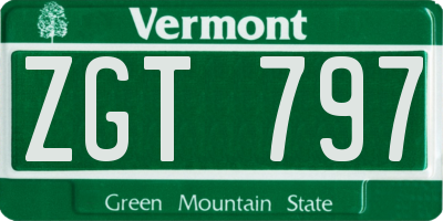 VT license plate ZGT797