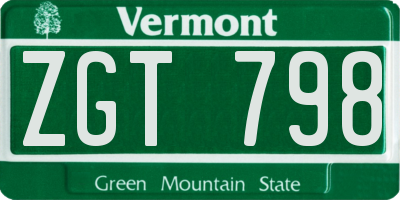 VT license plate ZGT798