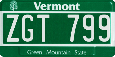 VT license plate ZGT799