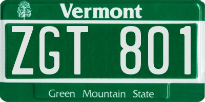 VT license plate ZGT801