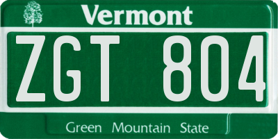 VT license plate ZGT804