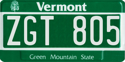 VT license plate ZGT805