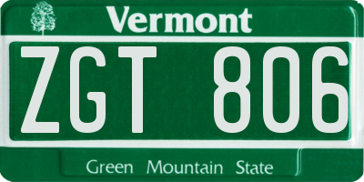 VT license plate ZGT806