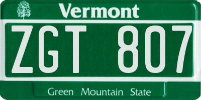 VT license plate ZGT807