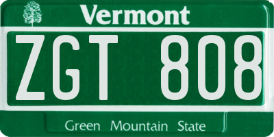 VT license plate ZGT808