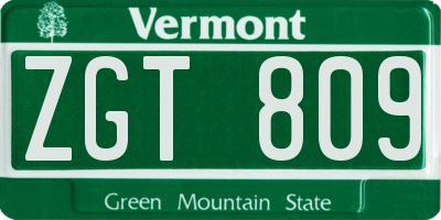 VT license plate ZGT809