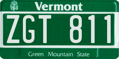 VT license plate ZGT811
