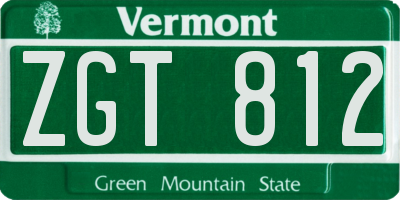 VT license plate ZGT812