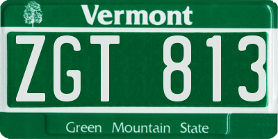 VT license plate ZGT813