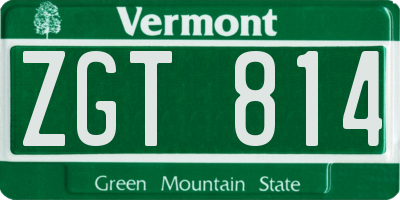 VT license plate ZGT814