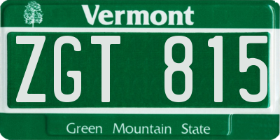 VT license plate ZGT815