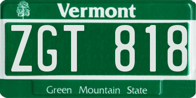 VT license plate ZGT818