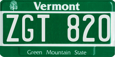 VT license plate ZGT820