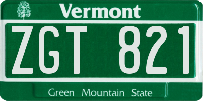 VT license plate ZGT821