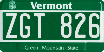 VT license plate ZGT826