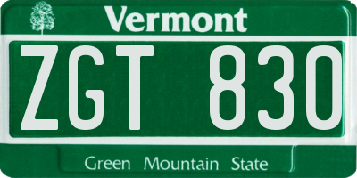 VT license plate ZGT830