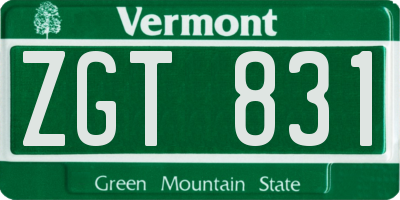 VT license plate ZGT831