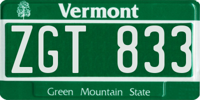 VT license plate ZGT833