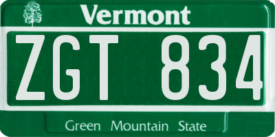 VT license plate ZGT834