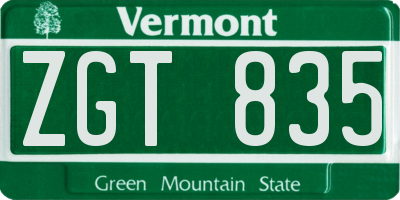 VT license plate ZGT835