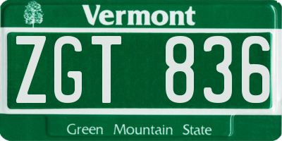 VT license plate ZGT836