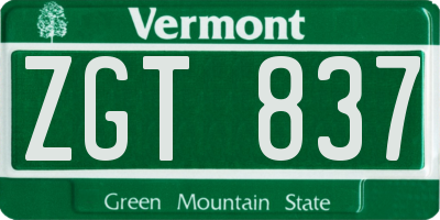 VT license plate ZGT837