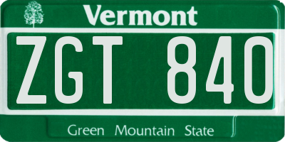 VT license plate ZGT840