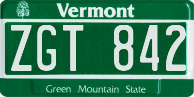 VT license plate ZGT842