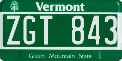 VT license plate ZGT843