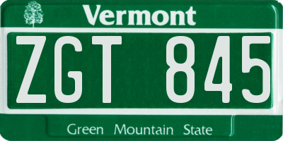 VT license plate ZGT845