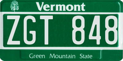 VT license plate ZGT848