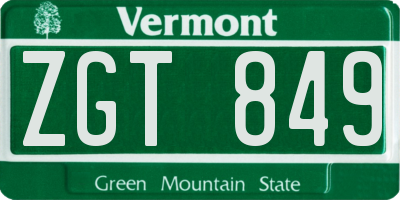 VT license plate ZGT849