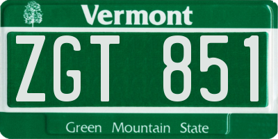 VT license plate ZGT851