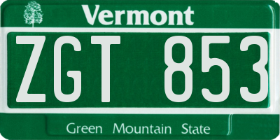 VT license plate ZGT853